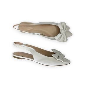 Bandolino New Women's Simona Bow Slingback Flats Size 9.5 Ivory Cream Leather